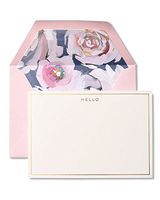 Painterly Pink 'Hello' Note Cards with Gold Foil