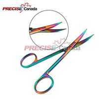 PRECISE CANADA: MULTI TITANIUM COLOR RAINBOW IRIS SCISSORS 4.5" CURVED STAINLESS STEEL