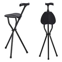 Walking Stick Aluminum Triangle Cane Chair Anti-Skid Walker Male Lightweight Multi-Function Stool Two-in-one Canecrutch Comfortable Seat Steel Pipe