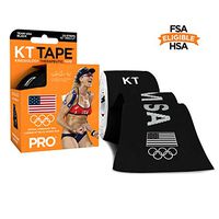 KT Tape Pro Synthetic Kinesiology Sports Tape, Water Resistant and Breathable, 20 Precut 10 Inch Strips, Team USA Olympic Edition, Black