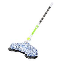 360 Rotary Home Use Magic Manual Telescopic Floor Dust Sweeper Lazy 3 in 1 Household Cleaning Hand Push Automatic Sweeper Broom Dustpan Trash Bin Cleaner (Blue)