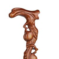 AOHMG Solid Wood Carving Canes for Men and Women, Natural Wood Traditional Style Handcrafted Walking Stick, with Non-Slip Rubber Tip,Cane