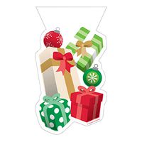 Creative Converting 339332 Christmas Presents Shaped Cello Bags, 9" x 5", Multi-color