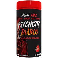 Insane Labz Psychotic Diablo Thermogenic Fat Burner for Men and Women with Grains of Paradise Theobromine Dandelion Root Extract Fueled by AMPiberry, Appetite Suppressant - 60 Servings