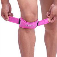 🍀Libobo🍀Parental Gifts Knee Support Patella Tendon Brace Strap Stabilizer Relieve Pain (Pink)