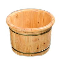 Tub Foot Bath, Cypress Wood Environmental Protection Foot Bucket，Household Wooden Barrel，27CM High Rounded Edge Foot Wooden (Size : No Cover)