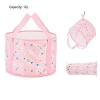 Folding basin- Polyester PEVA Folding Basin Travel Foot Bath Bucket Collapsible Washbasin Outdoor Washtub (Color : Light pink)