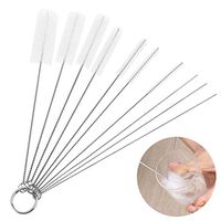 CHUNKUNA Nylon Tube Brush Set Cleaning Brush Set for Cleaning Drink Straw, Hummingbird Feeder, Keyboards, Bottle,Jewelry Cleaning, Spray Gun,Spray Gun Set of 10 (White)