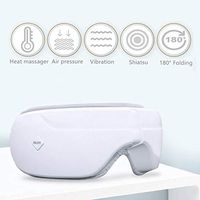 Electric Eye Massager with Heat Air Pressure Music Vibration, Shiatsu Massager for Dry Eye Eyestrain Fatigue Relief, USB Rechargeable, Portable & Foldable