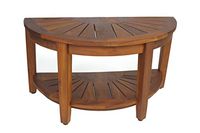 AquaTeak Half-Moon Teak Shower Bench with Shelf