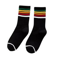 Swyss Hip Hop Couple Color Striped Cotton Socks,Mid Calf Crew Socks,Street Fashion Soft Sox (Black)