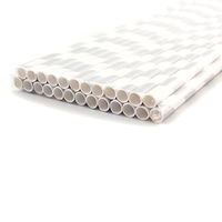 100% Biodegradable Stripes Paper Drinking Straws, Birthday Wedding Party Supplies, (Gray, Set of 100)