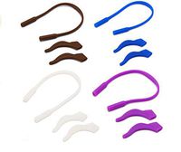 Sopaila Kids 4 Sets Eyeglass Safety Anti-Slip Silicone Strap with Hook Ear Grips Hooks Accessories, assortB