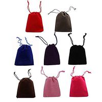 50PCS 3” x 4” Velvet Cloth Jewelry Pouches Drawstring Bags Candy Gift Bag Pouch Christmas Wedding Favors Mixed Colors