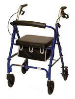 ProBasics 1025 LP 4 Wheeled Aluminum Rollator With Padded Seat and Loop Brakes
