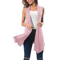Amlaiworld Women Plus Size Tops Sleeveless Draped Open Front Cardigan Vest Asymmetric Hem Summer Tunic Shirt Pink