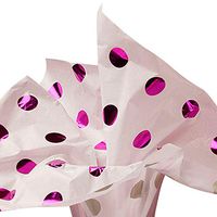 5ct Metallic Pink Polka DOTS on White Tissue Paper for Gift Wrapping 20"x30" Sheets nfLG -1341