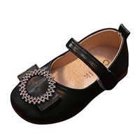 Baby Girls Solid Color Sandals Soft Bottom Princess Single Shoes Casual Leather Shoes,for 3M-8Y Children's (Black, 18-24Months)