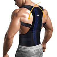 Posture Corrector for Upper Back Pain Relief Lumbar Support Adjustable Shoulder Brace for Men & Women Improve Scoliosis, Thoracic Posture (Black, L)