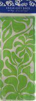 Great Lines Hawaiian Design Cellophane Present Party Bags (20, Tropical Tiare Green (4" x 2.25" X 9.5"))