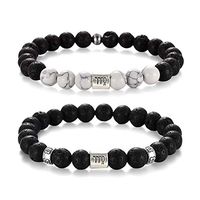 Softones 12 Constellations Lava Rock Aromatherapy Anxiety Essential Oil Diffuser Bracelet for Men Women，Friendship Couple Distance Beads Bracelet Set Gifts