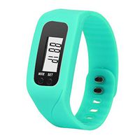 Qisc Sports Equipment Fashion Sports pedometer Fitness Watches Women Casual LED Digital Wristwatches Silicon Strap Tracker Bracelet Watch (Mint Green)