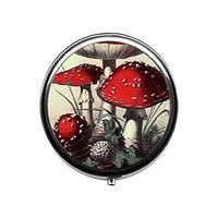 Red Mushroom Red and White Toadstools Jewelry, Nature Woodland Hippie Pill Box,Candy Box