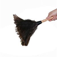 Haiansan Good Grip Duster With Solid Wooden Handle, Bendable Head Leather Hand Strap Dust Stick (Color : Coffee, Size : L)