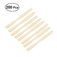 OUNONA 200pcs Disposable Bamboo Food Picks Fruit Appetizer Cocktail Dessert Forks Picks Sticks Party Supplies