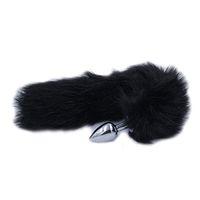 HITARO Man Woman Butt Pugs Metal Fox Tail (Black)