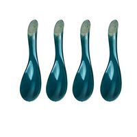 Nwn 4 pieces of porcelain color beauty creative ceramic spoon household Japanese spoon spoon spoon spoon soup spoon porridge spoon cute eating spoon (Color : Green)