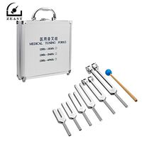 ZEAST 6Pcs Aluminum Medical 128-4096Hz Tuning Fork Tools Kit Healing Sound Vibration Therapy w/Mallet