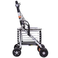 Seat & Roller Bar Covers Walker Parents' Best Gift Old Man Grocery Shopping Cart Easy to Fold and Easy to Carry Patient Multifunctional Rehabilitation Walker (Color : Silver, Size : 3245100cm)