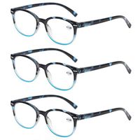 MODFANS Round Stylish Reading Glasses 3 Pair with Spring Hinge Fashion Glasses for Reading for Men and Women +2.00