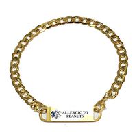 Pre-Engraved Gold Plated Curb Link"Allergic to Peanuts" Medical ID Bracelets for Women