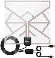 [2019 Latest] TV Antenna, Wsky HD Digital TV Antenna Long 65-100 Miles Range - Support 4K 1080p & All Older TV's Indoor Powerful HDTV Amplifier Signal Booster - 16.5ft Coax Cable/USB Power Adapter