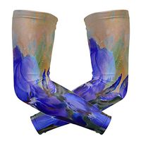 LEVEIS Watercolor Paint Flower Arm Sleeves UV Protection for Men Women Sunblock Protective Gloves Running Golf Cycling Driving Long Arm Cover 1 Pair