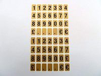 Minilabel 10mm Black On Gold Sticky Numbers, 0-9, Self Adhesive Sticky Labels, Stickers