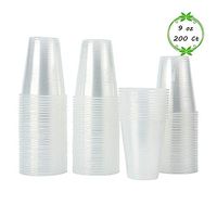 TashiLiving [200 pack-9 oz.] Plastic Cups Disposable Drinking Container, 9 Ounce, Clear