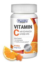 YUM-V's Complete Vitamin C Jellies (Gummies), Orange (60 Ct); Daily Dietary Supplement with Echinacea, Kosher, Halal, Gluten Free