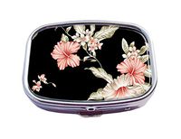 KristiPeterson Vintage Flower Custom Fashion Silver Square Pill Box Medicine Tablet Holder Wallet Organizer Case for Pocket or Purse