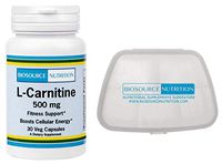 Biosource Nutrition L-Carnitine 500 mg 30 Capsules and Pocket Pill Pack