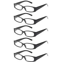 Reading Glasses 5 Pack Great Value Quality Readers Spring Hinge Plastic Glasses for Reading (5 Pack Black, 0.75)
