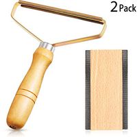 2 Pack Portable Wood Lint Remover and Multi-Fabric Sweater Comb with Steel Net, Lint Roller Manual Clothes Fuzz Shaver Sweater Defuzzer for Wool Products Combing Clothing Blankets Lint Removal