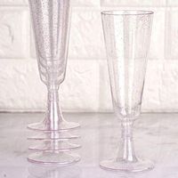 Tableclothsfactory 60 Pack 5 oz Blush Glittered Clear Champagne Flutes Cocktail Disposable Plastic Glasses