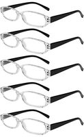 Reading Glasses 5 Pair Spring Hinge Fashion Quality Readers for Men and Women +2