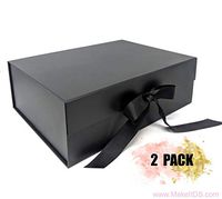 Make It Gift Boxes with Ribbon & Magnetic Closure-DIY Personalization- 12.9" x 9.8" x 4.3" Luxury Packaging-Wedding-Bridemaid Gifts-Proposal Gift Boxes-Engagement Party-Teacher-Baby (Black - 2 Pack)