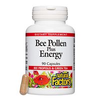 Natural Factors, Bee Pollen Plus Energy, Helps Endurance with Green Tea and Eleuthero Extracts, 90 capsules (90 servings)