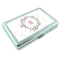 Happy Summer Em1 Hip Silver Cigarette Case Id Holder Metal Wallet 4" X 2.75" RFID Protection