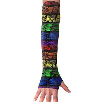 YanHill Cooling Arm Long Sleeve Glove Color Slices UV Sun Protection Arm Sleeves with Thumb Holes for Basketball, Football, Baseball, Cycling, Volleyball, Or Other Activities